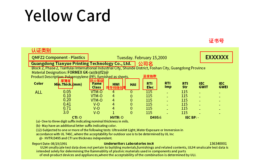 ?關(guān)于不干膠UL黃卡的含義詳細(xì)介紹